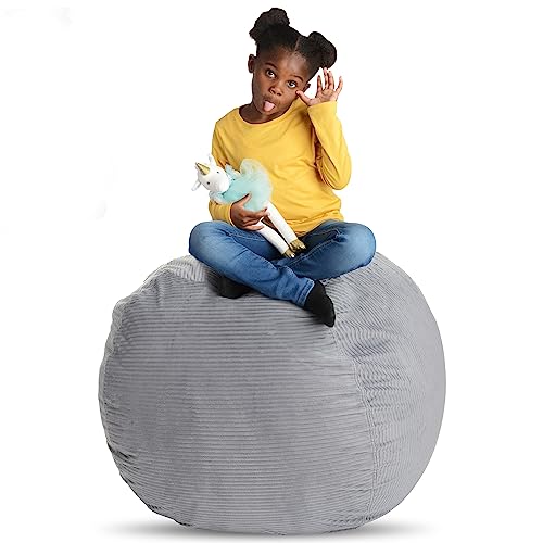 Creative QT Stuff ’n Sit, extra große 38-Zoll-Sitzsack-Aufbewahrungshülle für Kuscheltiere und Spielzeug – hellgrauer Cord Creative QT Stuff ’n Sit, extra große 38-Zoll-Sitzsack-Aufbewahrungshülle für Kuscheltiere und Spielzeug – hellgrauer Cord von Creative QT