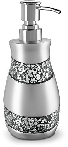 DWELLZA Handseifenspender, Mosaik-Design, silberfarben, 7,6 x 7,6 x 19,1 cm – Handlotion-Pumpe – langlebiger Metallmechanismus – modernes Design – Duschspender (Silbergrau) von Creative Scents