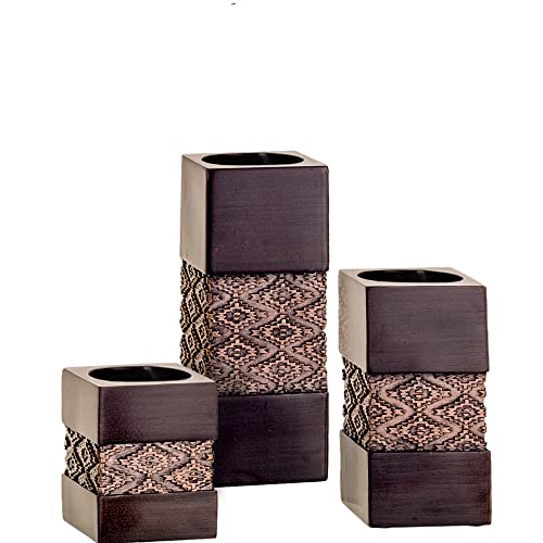 Teelichthalter, Tischdekoration, Geschenk-Set, 3 Stück, 5.1 x 5.1 cm x 8.1 cm, 11.9 cm, Tafelaufsätze für Wohn-/Esszimmertisch, Couchtischdekoration für Kamin/Eingang oder Badezimmer (Dublin Braun) Teelichthalter, Tischdekoration, Geschenk-Set, 3 Stück, 5.1 x 5.1 cm x 8.1 cm, 11.9 cm, Tafelaufsätze für Wohn-/Esszimmertisch, Couchtischdekoration für Kamin/Eingang oder Badezimmer (Dublin Braun) von Creative Scents
