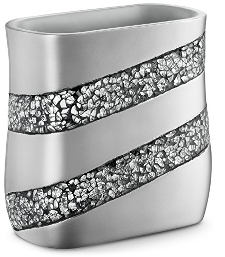 dwellza Silber Mosaik Badezimmer Trash Can (27,9 x 14 x 27,9 cm) Dekorative wastebasket- Harz Papierkorb baskets- Cool Fashion Design-Platz freundlich Bad Abfalleimer Trash, kann (Silber Grau) von Creative Scents