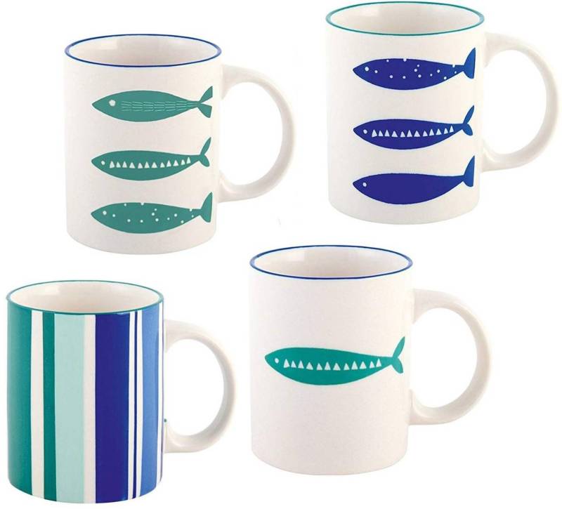 Creative Tops Becher Kaffeebecher Mikasa Into The Blue - 4 Stück, 4 sortierte Designs von Creative Tops