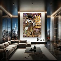 Colorful Pop Art Canvas Dagobert Duck - Moden Wall Decorative Decore von HappyWallsArtGallery