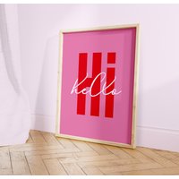 Hallo | Buntes Zitat Druck Din A4 Start Wohnen Büro Kunst Für Küche Ungerahmt Kunstdruck Rosa Print Willkommen Typografie von CreativeChoicePrints