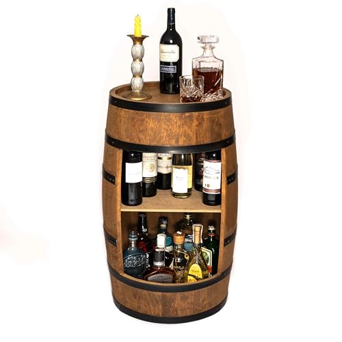 CREATIVE COOPER Weinfass Stehtisch - Mini Bar Regal Rund - Alkohol Shrank Flaschenregal Holz Regale - Holzfass Deko - Hausbar Theke - Fassmöbel - Wine Rack - Möbel Wohnzimmer - Fassbar 80Cm (Wenge) von CREATIVE COOPER