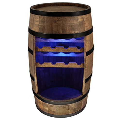 CREATIVE COOPER Weinregal Holz - Weinschrank Mini Bar - Weinschrank Mann und Frau - Barschrank mit LED-Leuchten - 80cm hoch - Retro deko Bar Regal - Hausbar Theke - Fassmöbel (Wenge) von CREATIVE COOPER