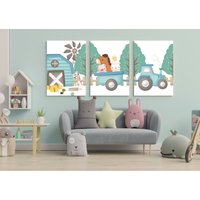 Bauernhof Aquarell Kinderzimmer Deko Traktor Scheune Tiere von CreativeCornerEL