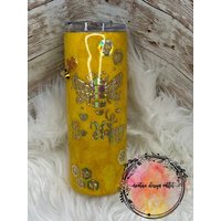 20 Unzen Glitzer Bee Happy Becher von CreativeDesignOutle