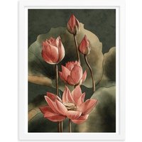 Lotus Gerahmtes Plakat Wandkunst, Blumenwandkunst Plakat, Lotusblumengerahmtes Roter Lotusblumendruck von CreativeDesignzbyEm