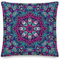 Premium Mandala Kissen, Geschenk Für Zuhause, Zur Wohnungserwärmung, Petrol Und Rosa Boho Luxus Couchkissen von CreativeDesignzbyEm