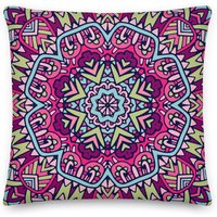 Premium Mandala Kissen, Geschenk Für Zuhause, Einweihungsgeschenk, Leuchtendes Rosa Boho Luxus Couch Kissen von CreativeDesignzbyEm