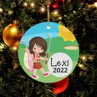 Personalisierter Golf Ornament, Mädchen Weihnachtsschmuck, Geschenk Für Golfer, Team Geschenk, Custom von CreativeGiftsSC