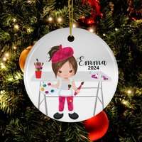 Personalisiertes Mädchen Künstler Ornament, Kunst Geschenk 2021, Ornament Für Künstlerin, Maler, Custom Christmas von CreativeGiftsSC