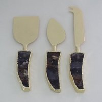 Amethyst Käsemesser/streuer 3Er Set von CreativeHandStoneArt