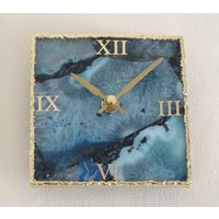 Blaue Achat Quadrat Uhr, Moderne Schreibtisch/ Wanduhr, Perfektes Geschenk, Haus Wärmende Geschenke von CreativeHandStoneArt