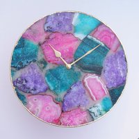 Composite Mix Achat Runde Uhr, Wanduhr, Perfektes Geschenk, Haus Wärmende Geschenke von CreativeHandStoneArt