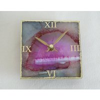 Rosa Achat Quadrat Uhr, Moderne Schreibtisch/Wanduhr, Perfektes Geschenk, Haus Wärmende Geschenke von CreativeHandStoneArt