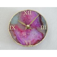 Rosa Achat Runde Uhr, Moderne Schreibtisch/Wanduhr, Perfektes Geschenk, Haus Wärmende Geschenke von CreativeHandStoneArt