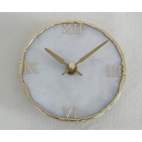 Weiße Achat Runduhr, Moderne Schreibtisch/Wanduhr, Perfektes Geschenk, Haus Wärmende Geschenke von CreativeHandStoneArt