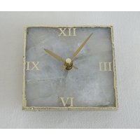 Weiße Achat Viereck-Uhr, Moderne Schreibtisch-/Wanduhr, Perfektes Geschenk, Haus Wärmende Geschenke von CreativeHandStoneArt