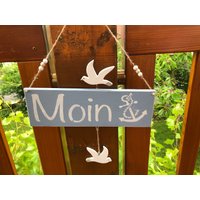 Holzschildchen Moin Mit Kleinen Silbermöwen von CreativeHolzShop