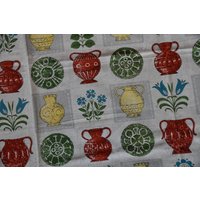 1 Küchenvorhang Bzw. Stoffrest Aus Baumwolle/Lxb Ca. 150x109cm 60Er Mid Century Patchwork Nähen Vintage Fensterdeko von CreativeMacroArt