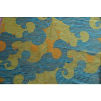 1 Vorhang Aus Grob Gewebter Wollmischung/Lxb 135x117cm 70Er Jahre Vintage Upcycling Stoffrest "Wolkendekor" Fensterdeko von CreativeMacroArt