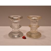 2 Kerzenständer Von Ingrid Glas/Kerzenhalter Je 8, 5cm Hoch Riffelmuster 70Er Jahre Vintage Retro Wohndeko Tischdeko von CreativeMacroArt