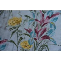 2 Vorhänge Aus Mischgewebe/Je Lxb 165x72cm Blumen Auf Hellblau 60Er Mid Century Vintage Retro Fensterdeko Upcycling von CreativeMacroArt