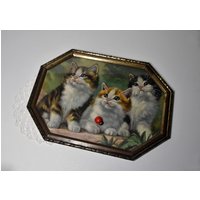 Altes Wandbild Im Metallrahmen Mit 3 Süßen Kätzchen/stubentiger 28x20, 5cm Nostalgie Wohndeko 60Er Mid Century Shabby Altes Wandbild Im Metallrahmen Mit 3 Süßen Kätzchen/stubentiger 28x20, 5cm Nostalgie Wohndeko 60Er Mid Century Shabby von CreativeMacroArt