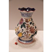 Blumenvase Von Bay Keramik 62-20/Blumen Handbemalt 60Er 70Er Fat Lava West German Pottery Flower Power von CreativeMacroArt