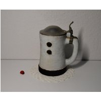 Ceramano "Domino" Bierkrug Aus Keramik Mit Zinndeckel/Maßkrug 17cm Hoch Hans Welling Trinkgefäß 70Er West German Pottery von CreativeMacroArt