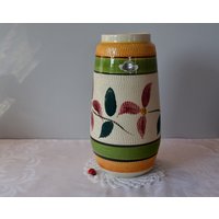 Fröhliche Vase Von Bay 635-25/Keramik Handbemaltes Blumendekor 60Er 70Er Mid Century Vintage Retro West German Pottery von CreativeMacroArt