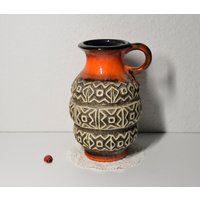 Henkelvase 1740/18 Von Ü Keramik Übelacker/Reliefdekor 60Er 70Er West German Pottery Flower Power Vintage Wohndeko Retro von CreativeMacroArt