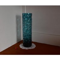 Hübsche Glasvase Von Hirschberg/Petrolfarben Mit "Bubbles" 25cm Hoch 70Er Flower Power Tischdeko Vintage Turmalin von CreativeMacroArt