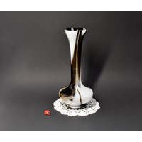 Hübsche Glasvase Von Opaline Florence Italy/Rauchglas-Weiß 21cm Hoch Vintage 70Er Wohndeko Tischdeko Flower Power von CreativeMacroArt