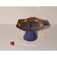 Hübscher Kerzenhalter Aus Metall/Mit Buntem Emaille 6-Eckig 6, 5cm Hoch Vintage Retro Tischdeko Wohndeko 70Er von CreativeMacroArt