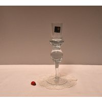 Hübscher Kerzenhalter Von Keraküps Aus Kristallglas/18cm Hoch Kerzenständer 70Er 80Er Vintage Retro Wohndeko Tischdeko von CreativeMacroArt