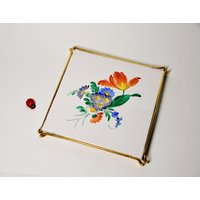 Hübscher Topfuntersetzer Im Metallhalter/Fliese Kachel 70Er Flower Power 16x16cm Vintage Tischdeko Wohndeko Handgemalt Hübscher Topfuntersetzer Im Metallhalter/Fliese Kachel 70Er Flower Power 16x16cm Vintage Tischdeko Wohndeko Handgemalt von CreativeMacroArt
