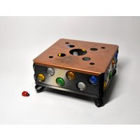 Kultiges Stövchen Aus Metall/Rechaud Teewärmer Bunte Elemente 15, 5x15, 5cm 70Er Vintage Ddr Ostalgie Tischdeko von CreativeMacroArt