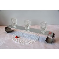 Quist Kerzenständer/Kerzenhalter Leuchter 3-Flammig Edelstahl Glaseinsätze 60Er 70Er Vintage Retro von CreativeMacroArt