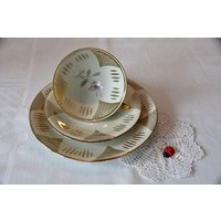 Sammeltassengedeck/3Tlg Schirnding Bavaria Porzellan Mid Century Teegeschirr Vintage von CreativeMacroArt