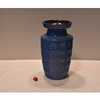 Scheurich Vase 261-18 "Prisma" Aus Keramik/Mittelblau Sternchendekor 60Er 70Er West German Pottery Vintage Retro Wohndeko von CreativeMacroArt