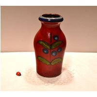 Scheurich Vase 523-18 Aus Keramik/Rot Mit Stilisierten Blumen 70Er Jahre Vintage Retro West German Pottery Wohndeko Landhaus von CreativeMacroArt