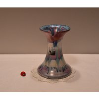 Silberdistel Fayencen Kerzenhalter/Kerzenständer Aus Keramik 13cm Hoch Metallicfarben Vintage Retro Tischdeko Wohndeko Vase von CreativeMacroArt