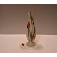 Süße Scheurich Vase 210-18 Aus Keramik/Abstraktes Dekor 50Er 60Er Mid Century Blumenvase Vintage Retro West German Pottery von CreativeMacroArt