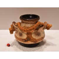 Tolle Dümler & Breiden Vase 1103/12 Aus Keramik/Mit Original-Kordel 70Er West German Pottery Vintage Retro Fat Lava Wohndeko von CreativeMacroArt