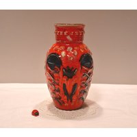 Tolle Vase Von Bay Keramik 98-17/Bunte Glasur Reliefdekor 60Er 70Er West German Pottery Vintage Retro Wohndeko Tischdeko von CreativeMacroArt
