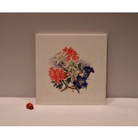 Untersetzer Aus Ornamin Mit Alpenblumen/15x15cm Tischdeko Vintage Retro 70Er 80Er Wohndeko Essen & Servieren von CreativeMacroArt