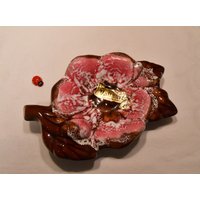 Vallauris Céramique Studiokeramik Blattschale Aus Keramik/Laufglasur 19x13x5cm Frankreich 60Er 70Er Vintage Retro Wohndeko von CreativeMacroArt