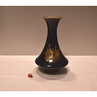 Vase Von Schumann Arzberg Aus Porzellan/Inglasur Echt Kobalt Golddekor 20cm Hoch 70Er Vintage Retro Wohndeko Tischdeko von CreativeMacroArt